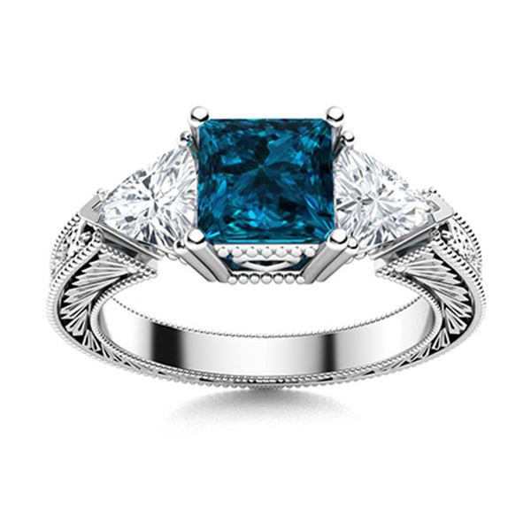 Natural 1.90 CTW Topaz & Diamond Engagement Ring 18K White Gold