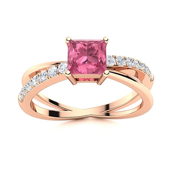 Natural 0.88 CTW Tourmaline & Diamond Engagement Ring 14K Rose Gold