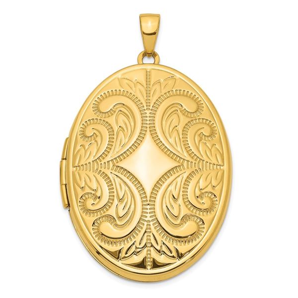 14k Yellow Gold 38 mm Large Oval Family Locket Pendant