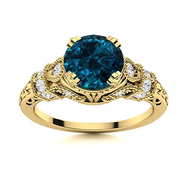 Natural 0.96 CTW Topaz & Diamond Engagement Ring 18K Yellow Gold