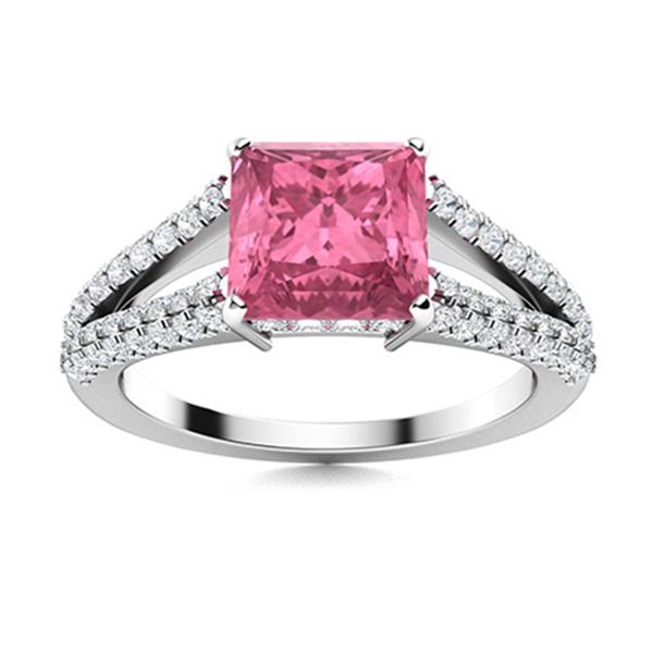 Natural 1.36 CTW Tourmaline & Diamond Engagement Ring 14K White Gold