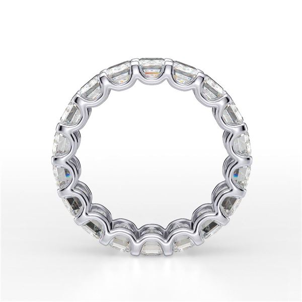 Natural 7.02 CTW Emerald Cut Diamond Eternity Ring 18KT White Gold
