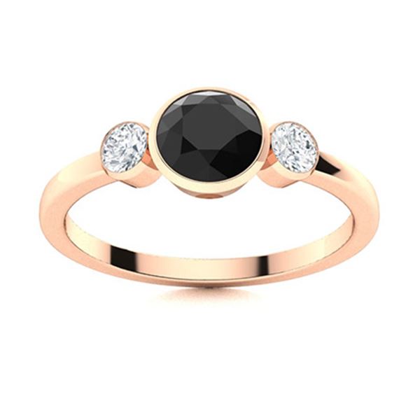 Natural 0.82 CTW Black & White Diamond Engagement Ring 18K Rose Gold