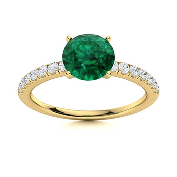 Natural 2.46 CTW Emerald & Diamond Engagement Ring 14K Yellow Gold