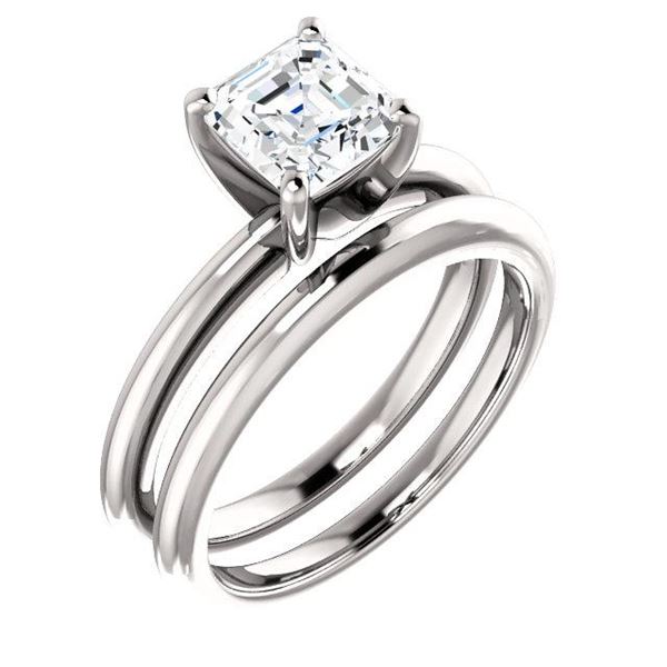 Natural 1.22 CTW Asscher Cut Diamond Engagement Ring 14KT White Gold