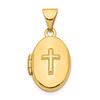 Image 2 : 14k Yellow Gold Cross 16 mm Oval Locket Pendant