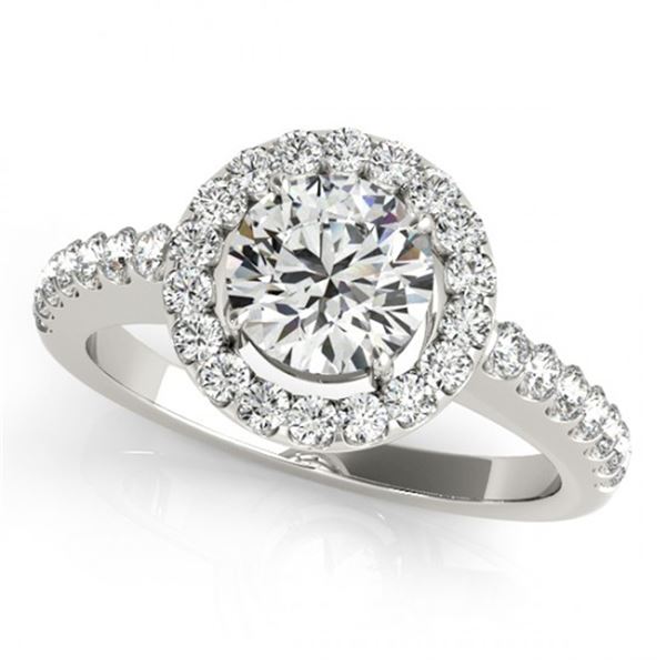 Natural 1.65 ctw Diamond Halo Ring 14k White Gold