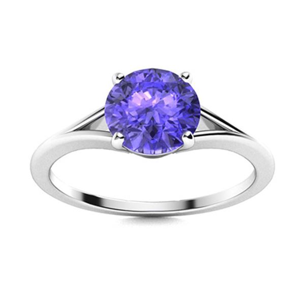 Natural 1.22 CTW Tanzanite Solitaire Ring 18K White Gold