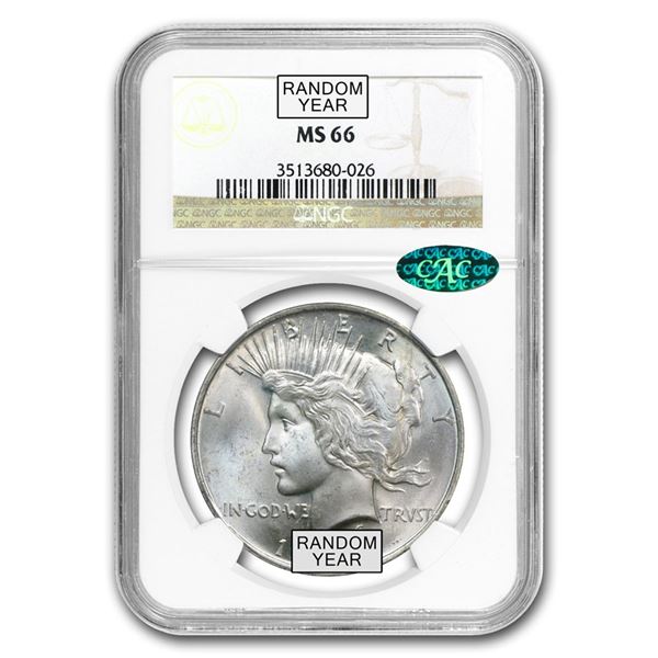 1922-1925 Peace Dollars MS-66 NGC (CAC)