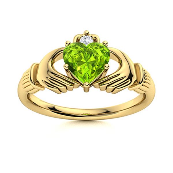 Natural 0.53 CTW Peridot & Diamond Engagement Ring 14K Yellow Gold
