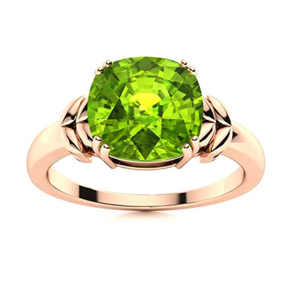 Natural 1.77 CTW Peridot Solitaire Ring 14K Rose Gold