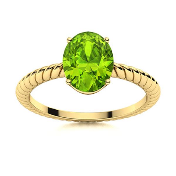 Natural 2.96 CTW Peridot Solitaire Ring 14K Yellow Gold