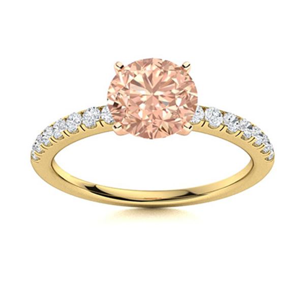 Natural 0.97 CTW Morganite & Diamond Engagement Ring 18K Yellow Gold