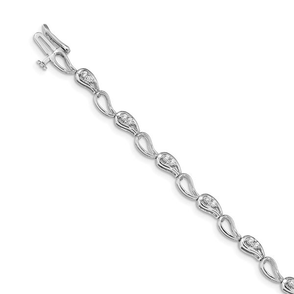 14k White Gold Diamond Paisley Link Bracelet - 7 in.