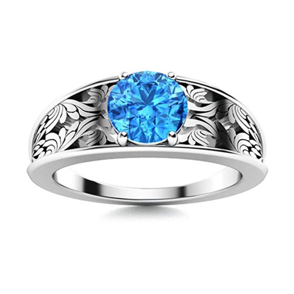 Natural 0.71 CTW Topaz Solitaire Ring 14K White Gold