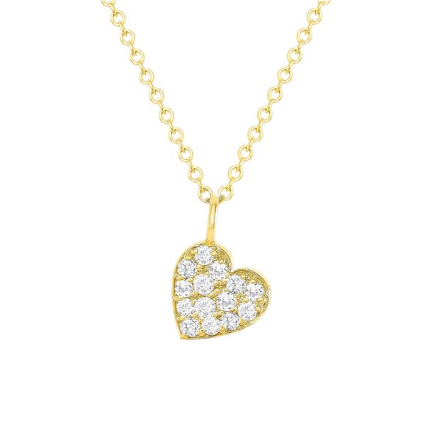 Natural 0.17 CTW Petite Diamond Heart Necklace 14KT Yellow Gold