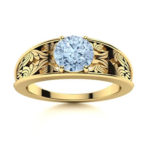 Natural 1.21 CTW Aquamarine Solitaire Ring 14K Yellow Gold
