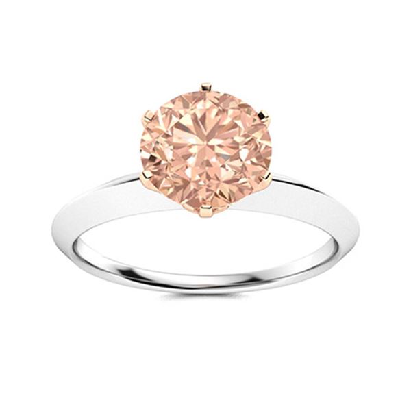 Natural 1.06 CTW Morganite Solitaire Ring 18K White Gold