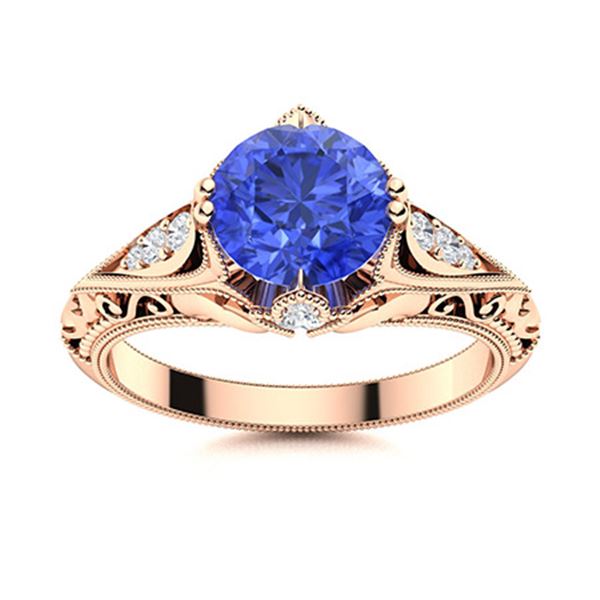 Natural 2.39 CTW Ceylon Sapphire & Diamond Engagement Ring 18K Rose Gold