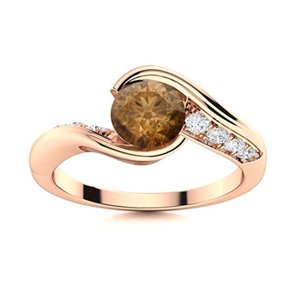 Natural 1.47 CTW Brown & White Diamond Engagement Ring 18K Rose Gold
