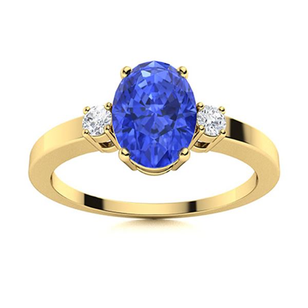 Natural 1.11 CTW Ceylon Sapphire & Diamond Engagement Ring 14K Yellow Gold