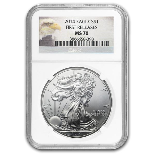 2014 Silver American Eagle MS-70 NGC (FR/ER, Eagle Label)