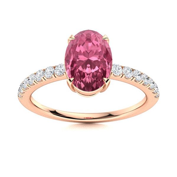 Natural 2.82 CTW Tourmaline & Diamond Engagement Ring 18K Rose Gold