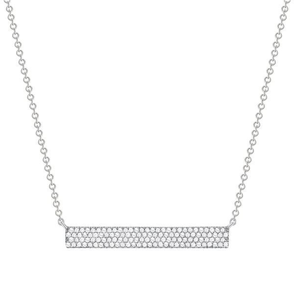 Natural 0.14 CTW Rectangle Diamond Bar Necklace 18KT White Gold