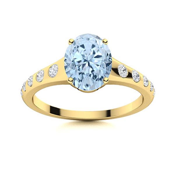 Natural 0.96 CTW Aquamarine & Diamond  Engagement Ring 14K Yellow Gold