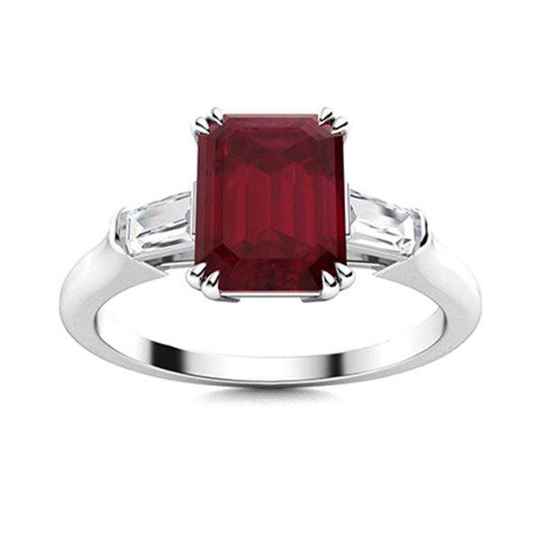 Natural 1.32 CTW Ruby & Diamond Engagement Ring 18K White Gold