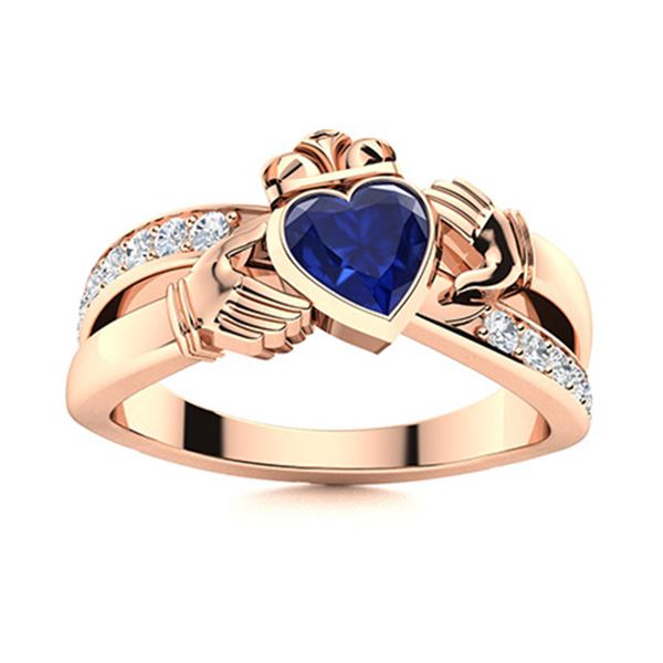 Natural 1.53 CTW Sapphire & Diamond Engagement Ring 18K Rose Gold