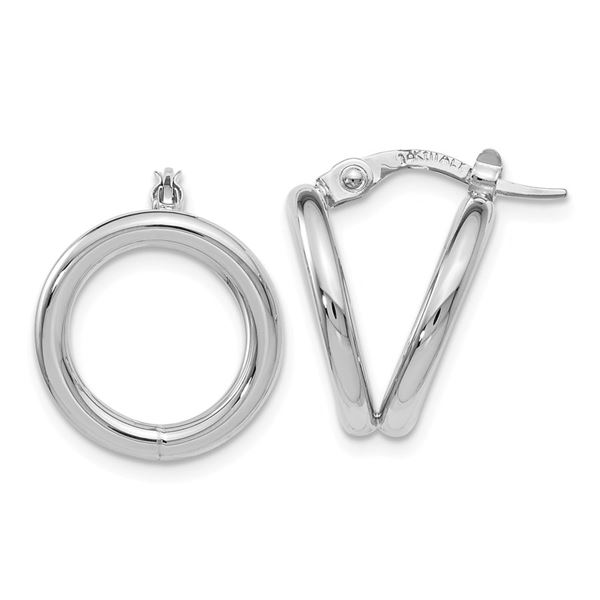 14k White Gold Polished Hoop Earrings - 38 mm