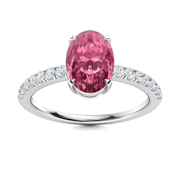 Natural 2.29 CTW Tourmaline & Diamond Engagement Ring 18K White Gold