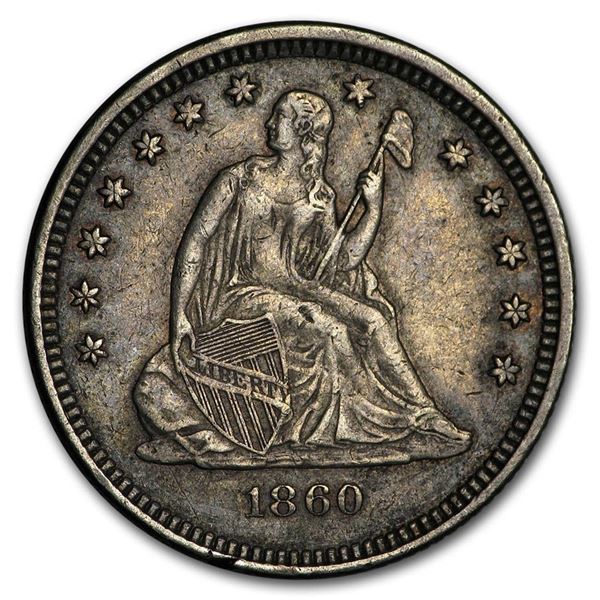 1860-O Liberty Seated Quarter AU