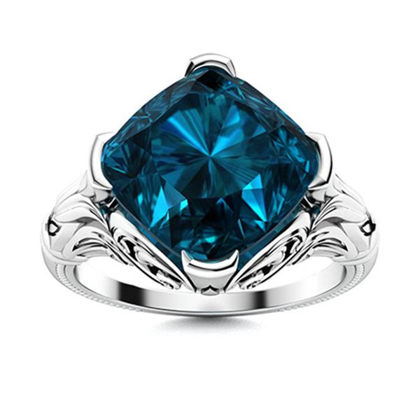 Natural 2.87 CTW Topaz Solitaire Ring 18K White Gold