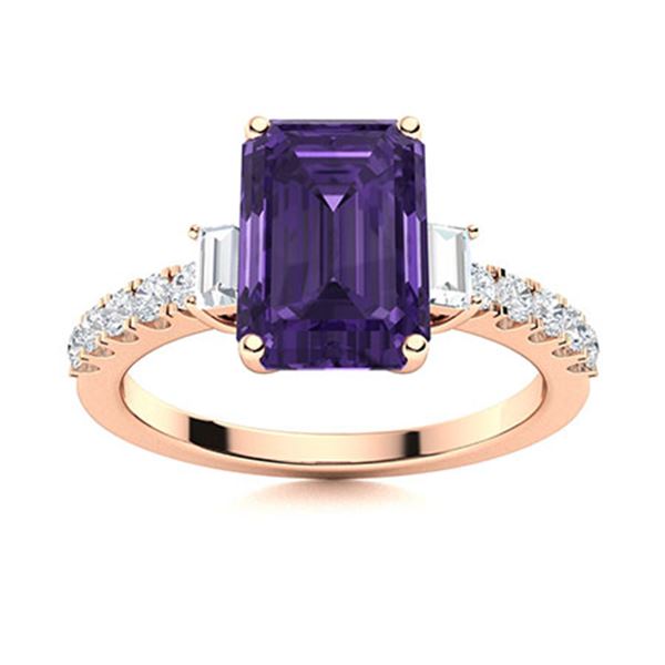 Natural 2.34 CTW Amethyst & Diamond  Engagement Ring 14K Rose Gold