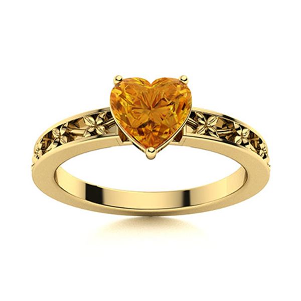 Natural 0.65 CTW Citrine Solitaire Ring 14K Yellow Gold