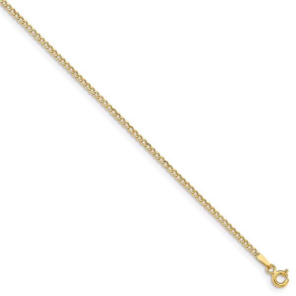 14k Yellow Gold 1.85 mm Semi-Solid Curb Link Chain - 9 in.