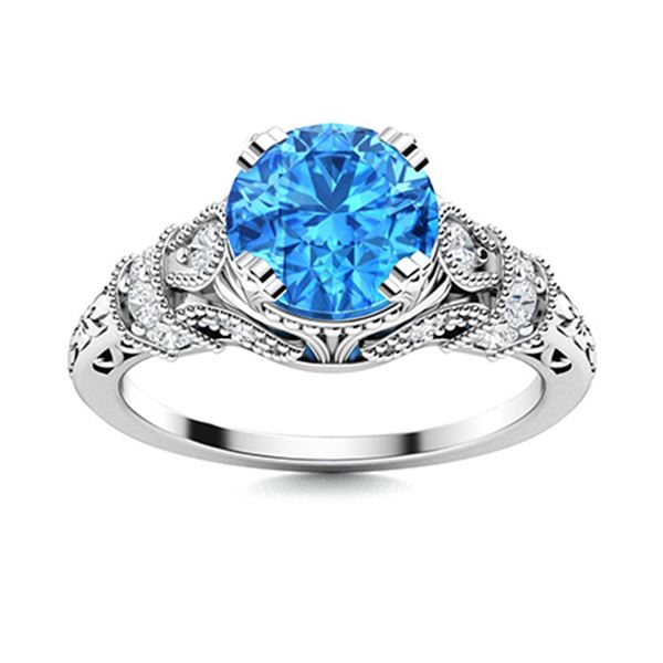 Natural 0.95 CTW Topaz & Diamond Engagement Ring 14K White Gold