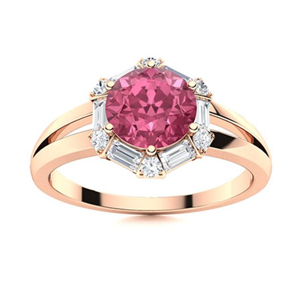 Natural 1.36 CTW Tourmaline & Diamond Engagement Ring 18K Rose Gold