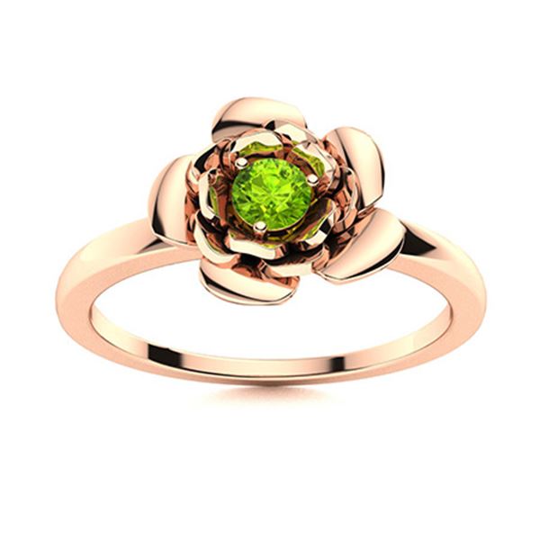 Natural 0.12 CTW Peridot Solitaire Ring 18K Rose Gold
