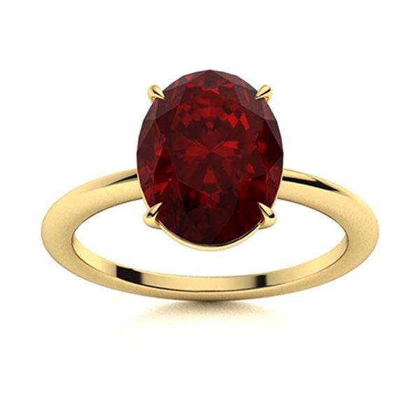 Natural 3.03 CTW Garnet Solitaire Ring 18K Yellow Gold