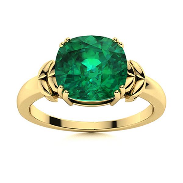 Natural 1.82 CTW Emerald Solitaire Ring 18K Yellow Gold