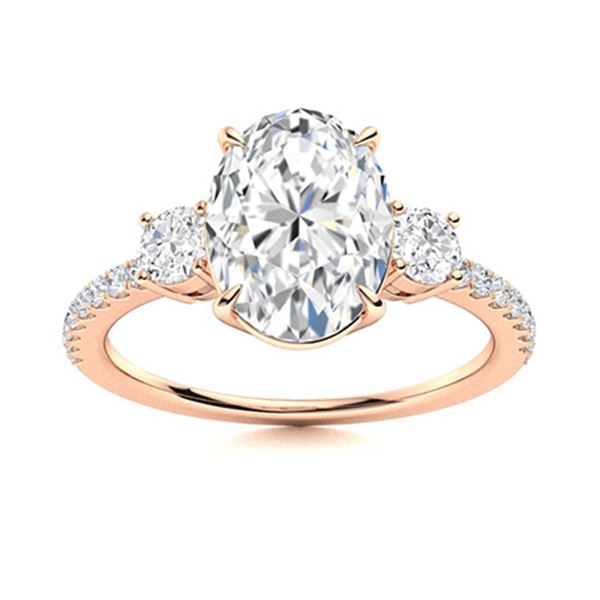 Natural 3.12 CTW Diamond Solitaire Ring 14K Rose Gold