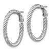 Image 2 : 10k White Gold Twisted Round Omega Back Hoop Earrings - 3x20 mm