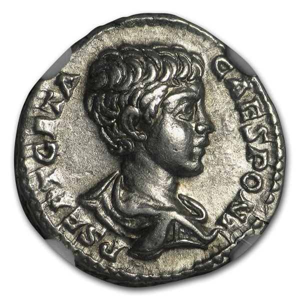 Roman AR Denarius Emperor Geta (209-211 AD) XF NGC