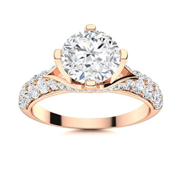 Natural 2.09 CTW Diamond Solitaire Ring 18K Rose Gold