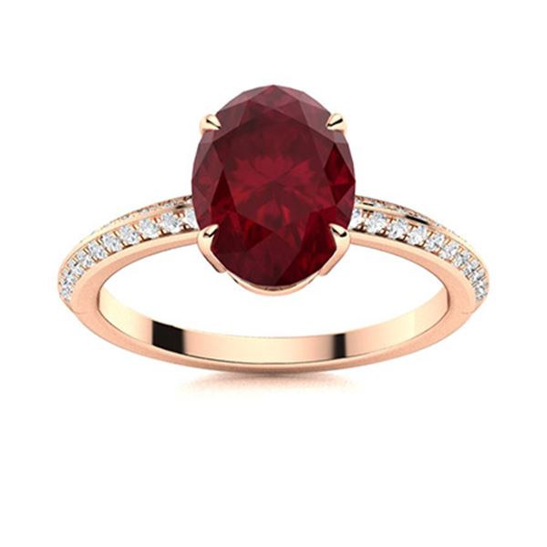 Natural 1.62 CTW Ruby & Diamond Engagement Ring 18K Rose Gold