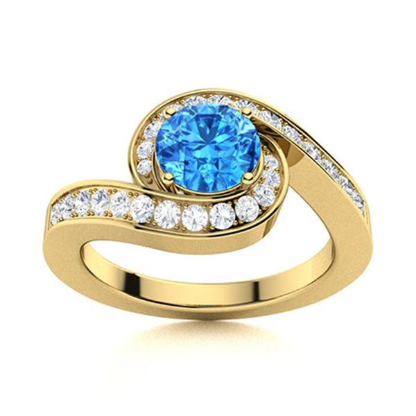 Natural 1.10 CTW Topaz & Diamond Engagement Ring 18K Yellow Gold