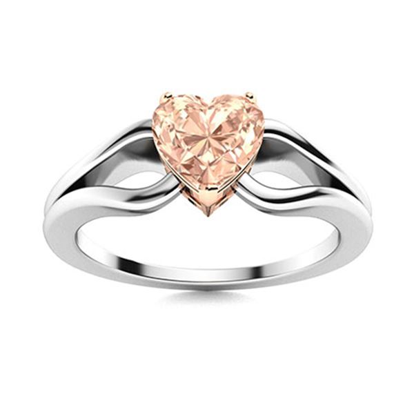 Natural 0.41 CTW Morganite Solitaire Ring 14K White Gold